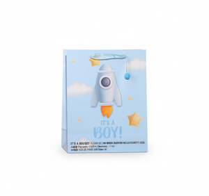 Borsa Regalo Rettangolare in Cartone per Baby Shower 'È un Maschietto' Confezione Regalo 0-12 Mesi - Product Image 1