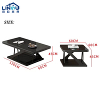 Table à café et à thé en acier au design moderne avec plateau en verre trempé, facile à nettoyer, durable, noire, pour la maison ou le bureau, garantie 1 an