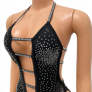 Robe de soirée ajourée sexy pour femmes, avec des strass et des diamants, <span class=keywords><strong>tenue</strong></span> idéale pour boite de nuit, collection <span class=keywords><strong>2022</strong></span> - Product Image 2