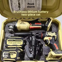 Ensemble perceuse électrique et meuleuse d'angle sans balais Peak Storm pour usage domestique, avec coffret rigide, batterie Li-ion, alliage d'aluminium, garantie 3 ans