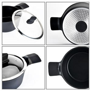 Envío rápido, sartenes con tapa de vidrio, 8 Uds., juegos de utensilios de cocina antiadherentes de aluminio fundido a presión negro con caja de Color - Product Image 4