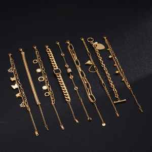 سوار بتصميم فراشة ومربع صغير بأرقام رومانية مطلي بالذهب عيار 18 قيراط من الاستانلس ستيل 316L، سوار كوبي من الفولاذ المقاوم للصدأ - Product Image 1