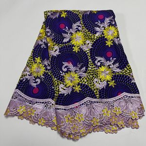 Tissu Authentique <span class=keywords><strong>Africain</strong></span> Imprimé Wax – Coton Teint à la Main avec Incrustations de Dentelle et Broderies pour Dashikis et Vêtements Culturels - Product Image 4