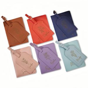 Juego de Etiquetas de Equipaje Personalizadas de Cuero PU con Grabado Personalizado, Fundas para Pasaportes, Etiquetas para Maletas de Viaje - Product Image 1