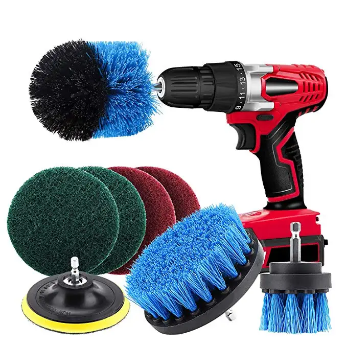 8pcs Power Scrubber Brush Sets Electric Drill Cleaning Brush Tool For Cordless Drill Attachment Kit Power Scrub Brush