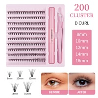Nouveau dissolvant de colle de cils coloré et scellé personnalisé Segment de cils Kit de levage d'extensions de groupe de cils bricolage individuel