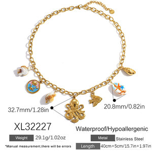 สร้อยคอจี้แฟชั่นฮาวายฤดูร้อน สร้อยคอเหล็กกล้าไร้สนิม 316L เครื่องประดับชุบทอง 14k 18k PVD ลายปลาหมึกทะเลสำหรับผู้หญิง - Product Image 6