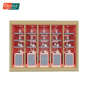 Tủ trưng bày kính đen hiện đại với cửa trượt & nhiều kệ để trưng bày bán lẻ trang sức - Product Image 5