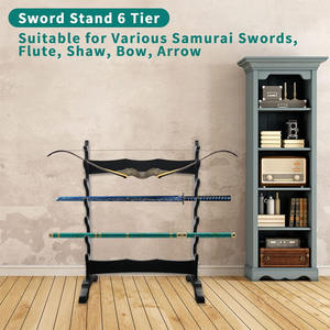 Support d'épée à 6 niveaux support de sol multicouche support en bois support de sol grand affichage pour <span class=keywords><strong>Katana</strong></span> samouraï - Product Image 4