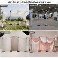 Stand Backdrop Setengah Lingkaran Ukuran Campuran 1.8m 1.5m Lengkung 4 Tiang yang Dapat Disesuaikan Konektor Modular Dekorasi Acara Pernikahan OEM ODM