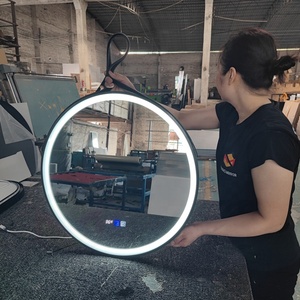 HD có thể điều chỉnh vành đai da trang trí treo Led gương phù hợp cho phòng khách mặc quần áo treo tường Vanity gương - Product Image 2