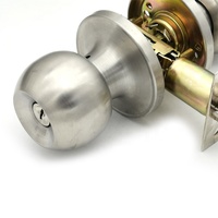 Serrure de porte cylindrique en acier inoxydable avec bouton rond, pêne dormant tubulaire et poignée de porte pour entrée et intimité
