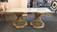 2024 dernière table de mariage en verre demi-lune en forme de serpentine en acier inoxydable
