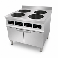 Cuisinière à induction multi-brûleurs 380V en acier inoxydable, cuisinière électrique sur pied pour restaurant et cuisine