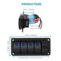 4'lü Rocker Anahtar Paneli, Mavi Işıklı 4.8 Amper Çift USB Şarj Cihazı Voltmetreli 12V-24V DC Rocker Anahtarı, Araba, Kamyon, Tekne, Karavan için