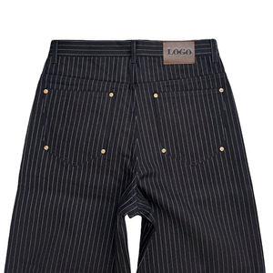 Jeans Denim Neri Baggy Personalizzati con Bottoni e Ricami Sashiko, Modello Dritto e Impilato, Stile Casual <span class=keywords><strong>Boyfriend</strong></span>, 100% Cotone, Primavera Estate - Product Image 2