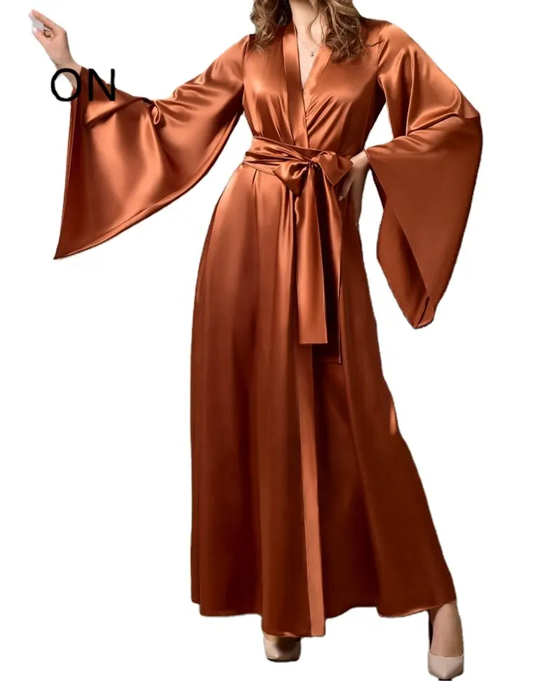 יוקרה ארוך גלימה אישית משי Femme Robe