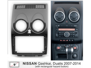 แผงหน้าปัดวิทยุติดรถยนต์ขนาด 9 นิ้ว สำหรับ Nissan Qashqai Dualis <span class=keywords><strong>ปี</strong></span> 2007-2014 รูปทรงสี่เหลี่ยมผืนผ้า พร้อมปุ่มฉุกเฉิน <span class=keywords><strong>ช</strong></span>ุดติดตั้งวิทยุแอนดรอยด์ - Product Image 1