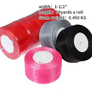 Wholesale 4cm Silk Sheer Organza Ribbon Single Face 100% Polyester Ribbons For Gift Wrap