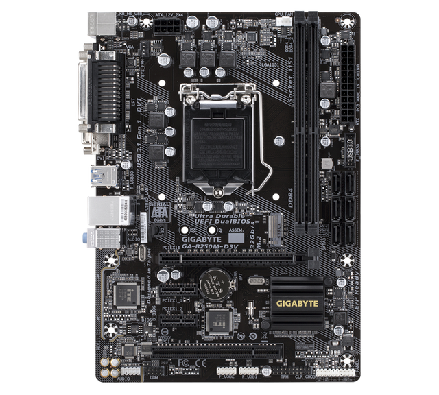 Good Conditions GIGABYTE B250M-D3V Computer Motherboard 32GB B250  6/7th Gen I7/I5/I3 LGA 1151 Double Channel DDR4 for Desktop