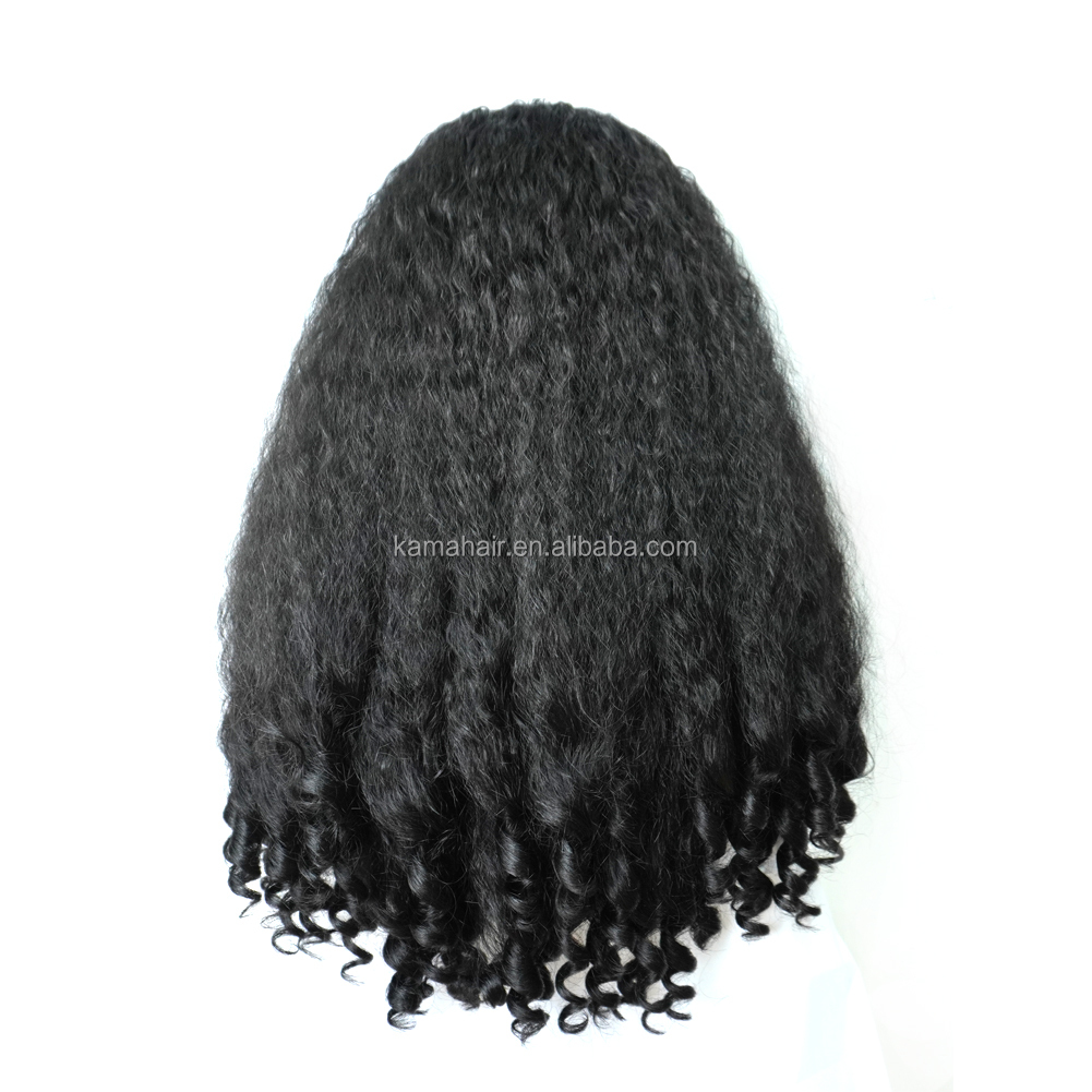 KAMA Wholesale Transparent Lace Kinky Straight Curly Wig 180% Density High Fiber V Part Synthetic Braided Unique Bouncy Curls Detail Section 6