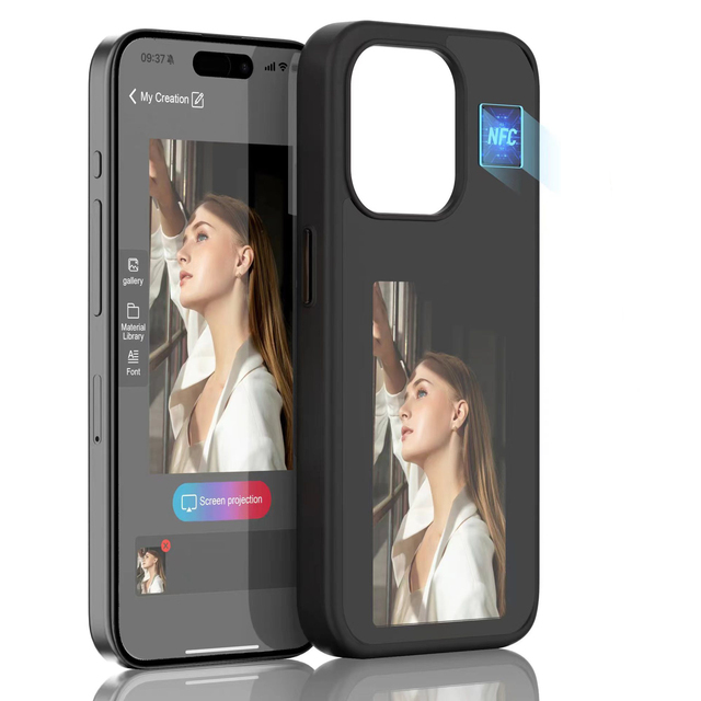 Smart Ink Display Case DIY Customizable NFC E-Ink Screen Ink Case for iPhone 16 15 14 13 12 Pro Max NFC Cover Personalized Photo
