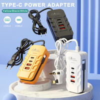 Pengisi Daya Ponsel Baru 4USB Multi Port Dual PD Charger dengan Kabel Type-C Pengisian Cepat untuk iPhone Android