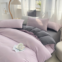 Ensemble de housse de couette uni en coton lavé de qualité supérieure Ensemble de housse de couette de style simple