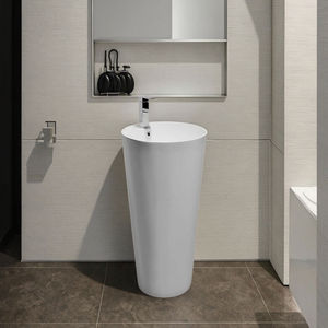 Soporte de <span class=keywords><strong>lavabo</strong></span> económico para sanitarios, <span class=keywords><strong>lavabo</strong></span> de <span class=keywords><strong>pedestal</strong></span> redondo de cerámica de una pieza para baños - Product Image 2