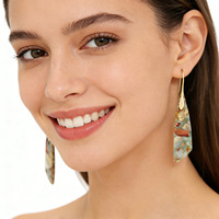 Boucles d'oreilles pendantes géométriques irrégulières en jaspe impérial naturel, avec crochet doré, style bohème vintage, cadeau pour femme