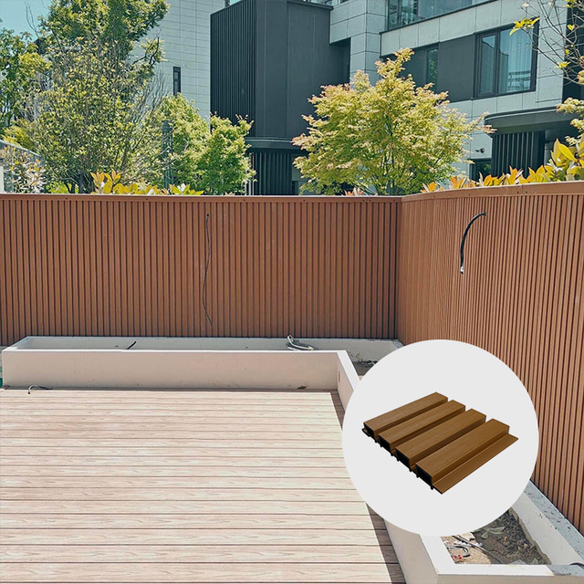 Exterior Co-extruded WPC Fence Panel Composite  Fluted Cladding Panel Sets Outdoor
