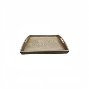 Assiette à dîner en bois de <span class=keywords><strong>chêne</strong></span> écologique avec revêtement à l'huile de cire de bois <span class=keywords><strong>Plateau</strong></span> de petit déjeuner durable en forme de rectangle Poignées incurvées Design moderne - Product Image 1