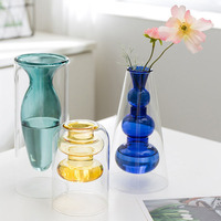Vase en verre coloré à double couche poli soufflé de style européen HP-03 pour salon