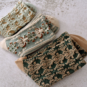 Chaussettes rétro en coton pur pour femmes, respirantes, motif Floral, Jacquard, <span class=keywords><strong>Tube</strong></span> central - Product Image 5