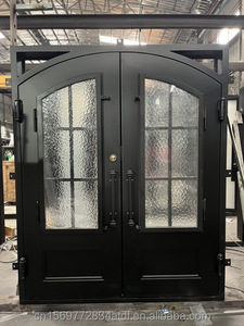 <span class=keywords><strong>Porte</strong></span> d'entrée en <span class=keywords><strong>fer</strong></span> <span class=keywords><strong>forgé</strong></span> avec verre pare-balles, style moderne français, prix d'usine - Product Image 4