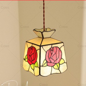Lámpara colgante de vitral estilo Tiffany, cuadrada, con bombilla LED E27, iluminación decorativa para el hogar, para casa de huéspedes, cafetería, bar, restaurante - Product Image 1