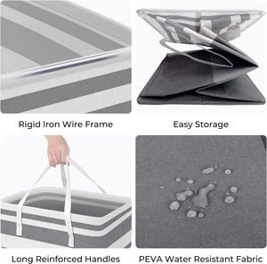 Large Freestanding Waterproof Collapsible Laundry <strong>Hamper</strong> with Extended Handles Tall Clothes Toys Dorm <strong>Family</strong> Home Basket - Product Image 2