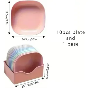 Compact Non-Slip Plastic Pet Bowl <strong>Set</strong> 10Pcs, Food Water Feeding Bowls with Stand Tray for Kittens Small Dogs Random Color - Product Image 5