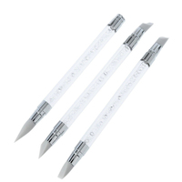 Stylo de gravure et d'embossage pour nail art à double embout, avec embout de perçage et embout de colle, embout côtelé en silicone, ensemble de 3 pièces