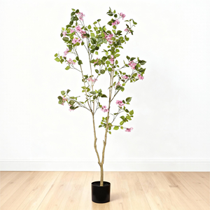 Arbre artificiel de bougainvillier de 1,80 m avec fleurs roses réalistes, plante en pot pour décoration intérieure et bureau - Product Image 4