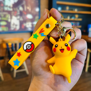 Phim hoạt hình anime Pikachu Keychain Mặt dây chuyền dễ thương Keda vịt búp bê Keychain quà tặng cho túi xách ví Ba lô chìa khóa xe làm bằng cao su - Product Image 2