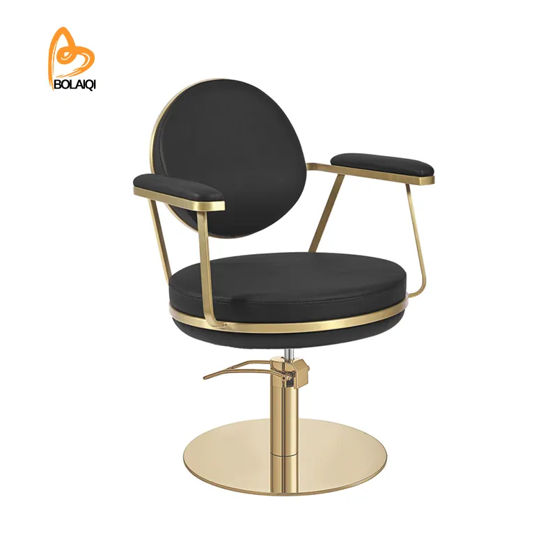 BOLAIQI новый стиль черный салон стул парикмахерские золотые из нержавеющей стали стильные салонные кресла