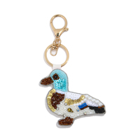 Porte-clés perlé cousu main personnalisé, pendentif de sac coloré à sequins animaux et fleurs, accessoires de mode pour filles