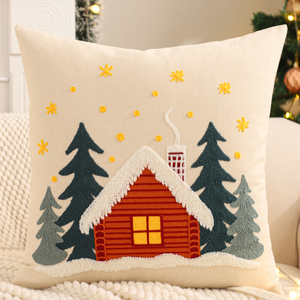 Broderie tricoté jeter taie d'oreiller décoration de noël toile arbre de noël hiver américain ferme maison hôtel canapé - Product Image 5