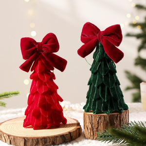 LINGKAI Velvet Christmas <b>Tree</b> <b>Ornaments</b> With Big Bow Soft Fabric Mini <b>Tree</b> Hanging Pendants Xmas <b>Tree</b> Holiday Party Decor - Product Image 3