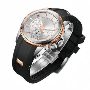 Fabrication de montres, personnalisation ODM, bracelet en fluororubber FKM blanc de haute qualité, montre à quartz 41 mm, chronographe OEM, montres pour hommes - Product Image 6