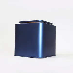 Оптовая продажа, роскошная герметичная металлическая жестяная коробка для пищевых продуктов, контейнер для синего чая, жестяная подарочная коробка для конфет, квадратная металлическая банка