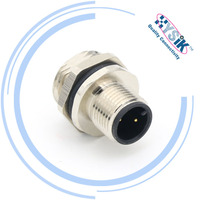 Kabel M12 Lurus Male ke Female 2 Kutub, Adaptor Kabel Set untuk Sensor