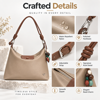 Sac Hobo en Nylon Imperméable pour Femme, Sac Fourre-tout, Sac à Main Léger, Sac Bandoulière, Personnalisation Logo OEM, Vente en Gros