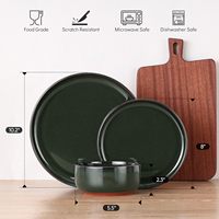 EKA 2026 Nouveau design en stock, service de table rond complet de 16 pièces en grès noir mat, assiettes en céramique avec tasses